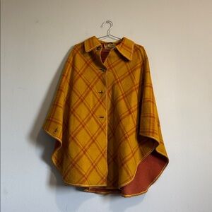 Vintage Wool Yellow Plaid Cape